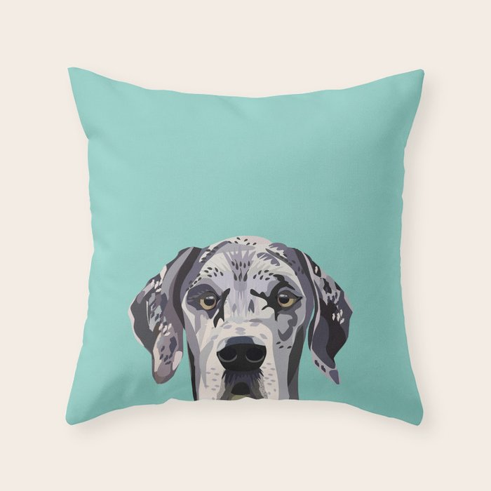 Great Dane pet portrait art print and dog gifts Throw Pillow Gallery Image 1