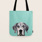 Great Dane pet portrait art print and dog gifts Tote Bag Gallery Image 1