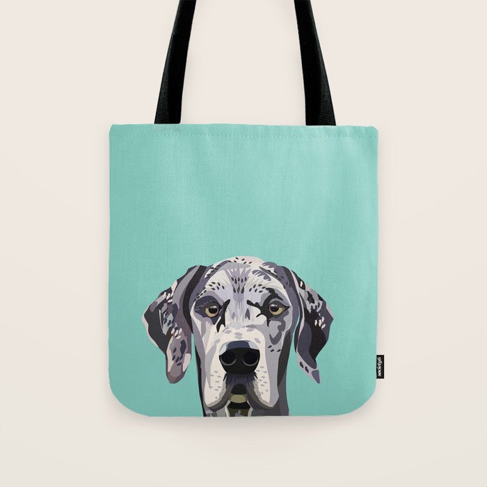 Great Dane pet portrait art print and dog gifts Tote Bag Gallery Image 1