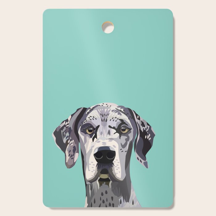 Great Dane pet portrait art print and dog gifts Cutting Board Gallery Image 1