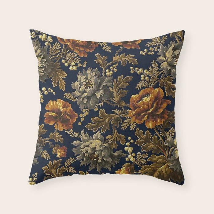 William Morris Poppy Textile Floral Tapestry Pattern Throw Pillow Gallery Image 1