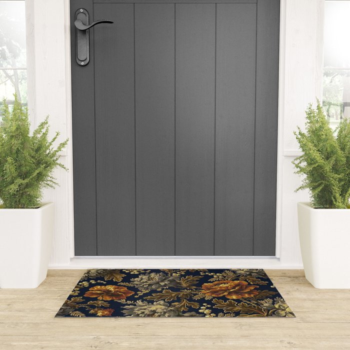 William Morris Poppy Textile Floral Tapestry Pattern Welcome Mat Gallery Image 3