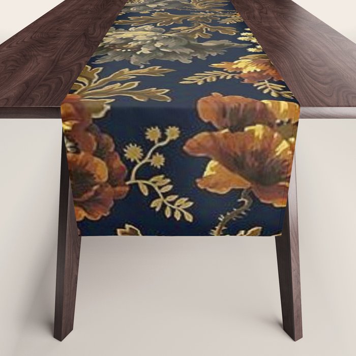 William Morris Poppy Textile Floral Tapestry Pattern Table Runner Gallery Image 1