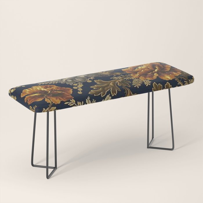 William Morris Poppy Textile Floral Tapestry Pattern Bench Gallery Image 1