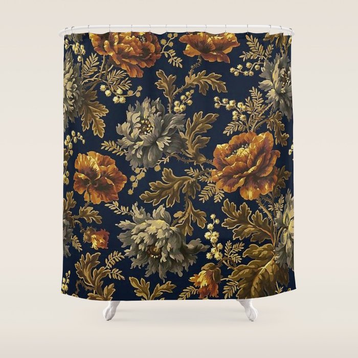 William Morris Poppy Textile Floral Tapestry Pattern Shower Curtain Gallery Image 1