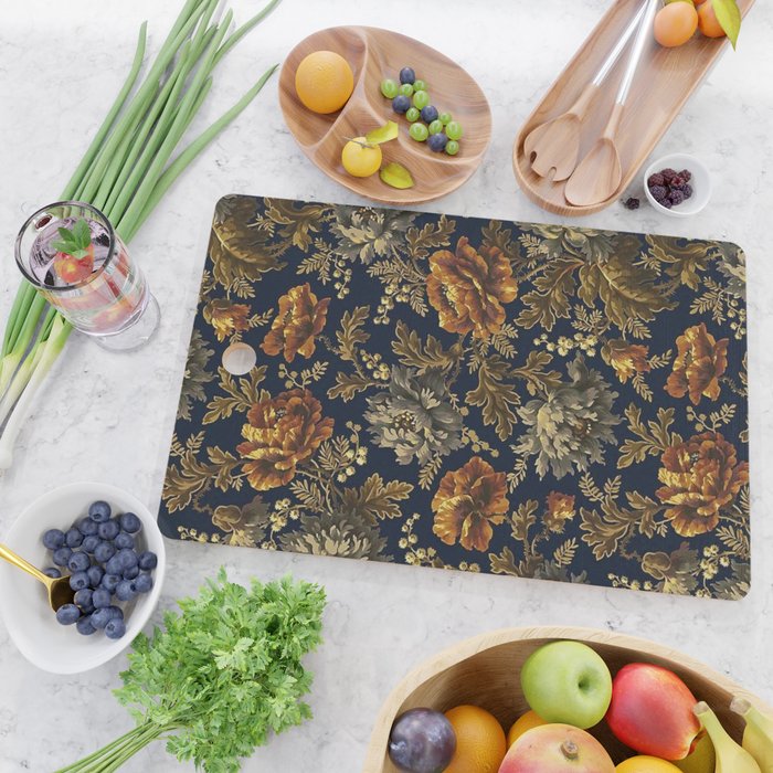 William Morris Poppy Textile Floral Tapestry Pattern Cutting Board Gallery Image 2