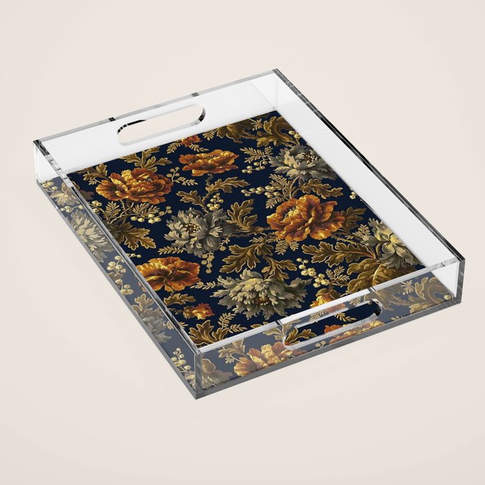 William Morris Poppy Textile Floral Tapestry Pattern Acrylic Tray Gallery Image 1