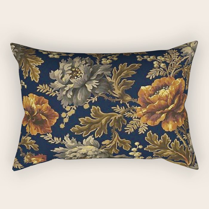 William Morris Poppy Textile Floral Tapestry Pattern Rectangular Pillow Gallery Image 2