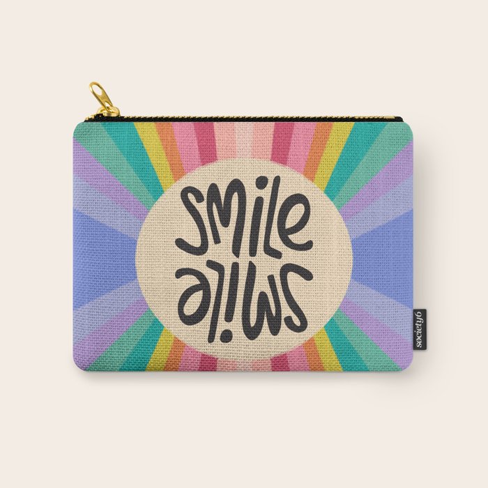 Smile - 70s Retro Sun Rainbow  Carry All Pouch Gallery Image 1