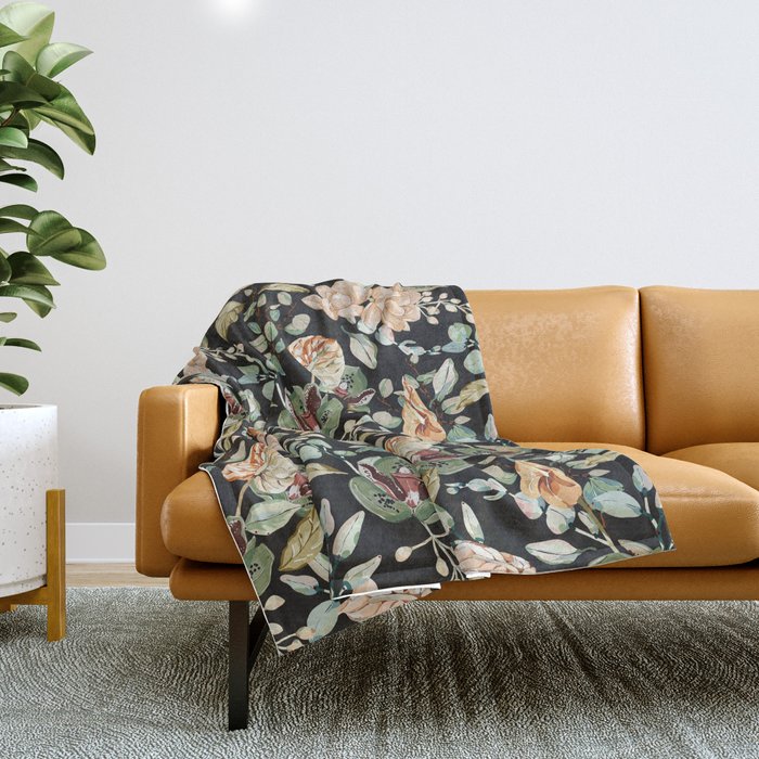 Lush colorful exotic garden C Throw Blanket Gallery Image 1