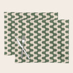 Retro Mid Century Modern Waves in Forest Green and Creamy White Placemat Gallery Image 1