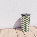Retro Mid Century Modern Waves in Forest Green and Creamy White Travel Mug Gallery Image 4