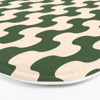 Retro Mid Century Modern Waves in Forest Green and Creamy White Bath Mat Gallery Image 3