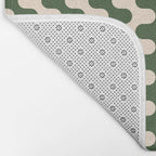 Retro Mid Century Modern Waves in Forest Green and Creamy White Bath Mat Gallery Image 2