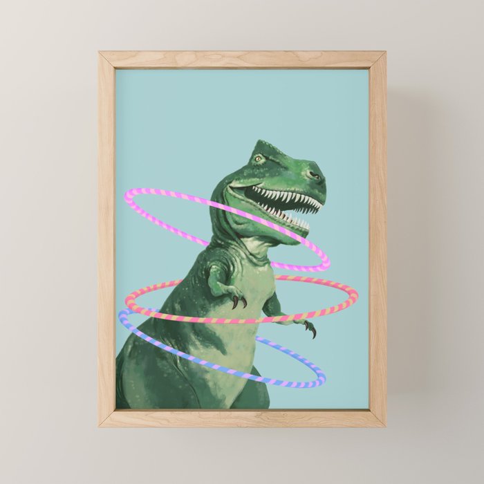 T-Rex the Hula Dancer in Green Mini Art Print Gallery Image 1