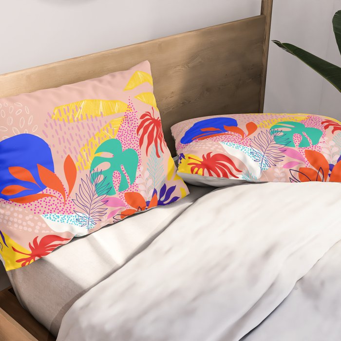 Keep Growing - Tropical plant on peach Pillow Sham Gallery Image 2