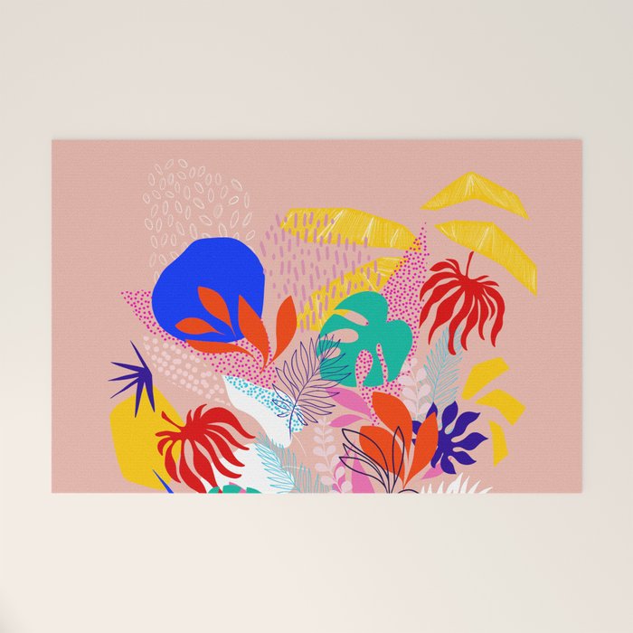 Keep Growing - Tropical plant on peach Welcome Mat Gallery Image 1