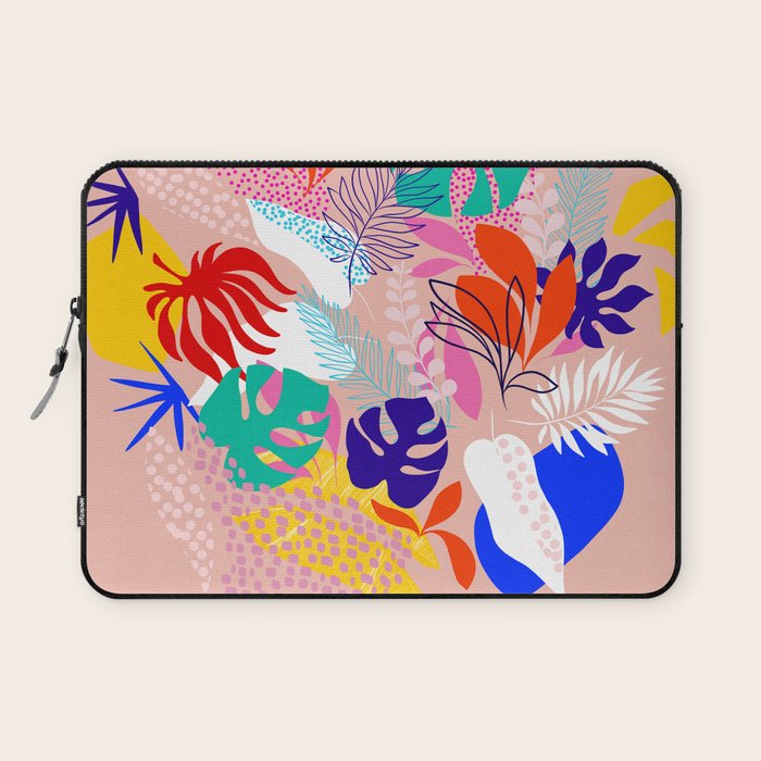 Keep Growing - Tropical plant on peach Laptop Sleeve Gallery Image 1