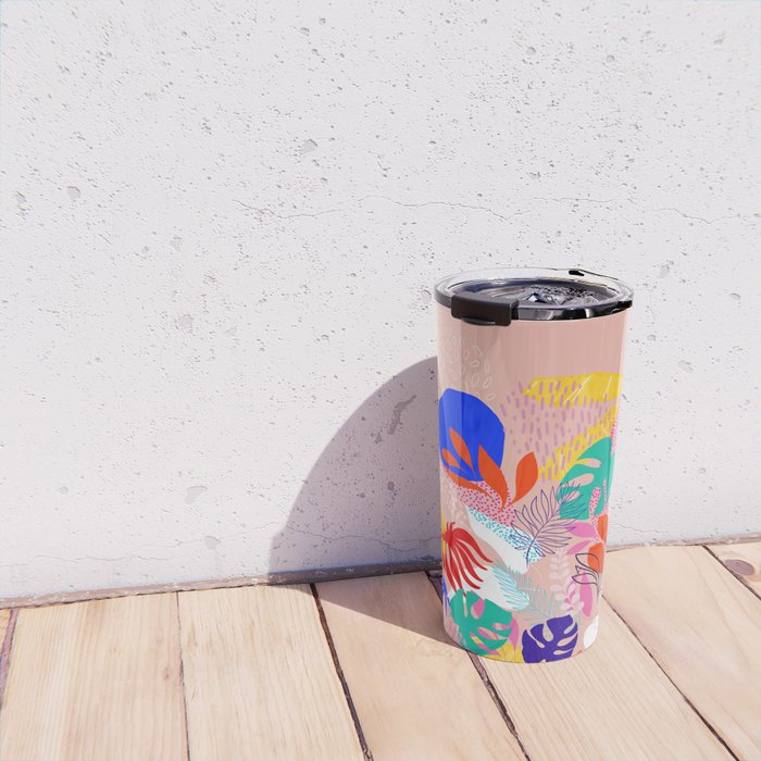 Keep Growing - Tropical plant on peach Travel Mug Gallery Image 4