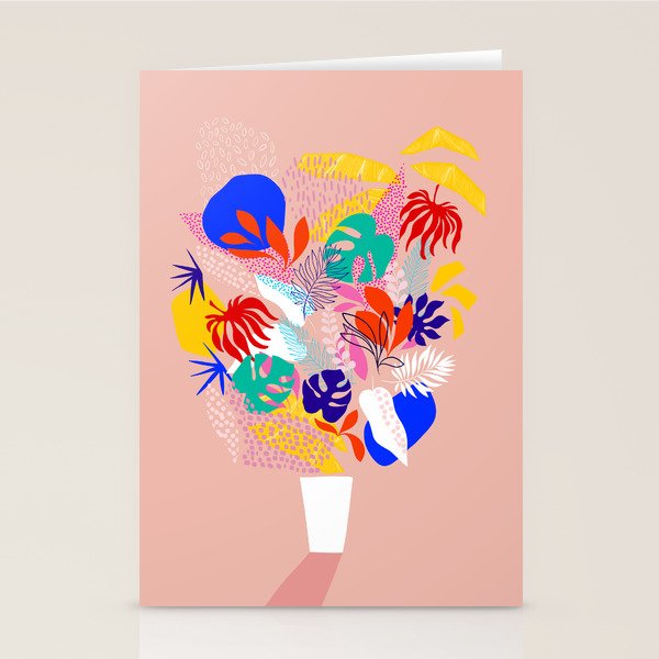 Keep Growing - Tropical plant on peach Stationery Card Gallery Image 1