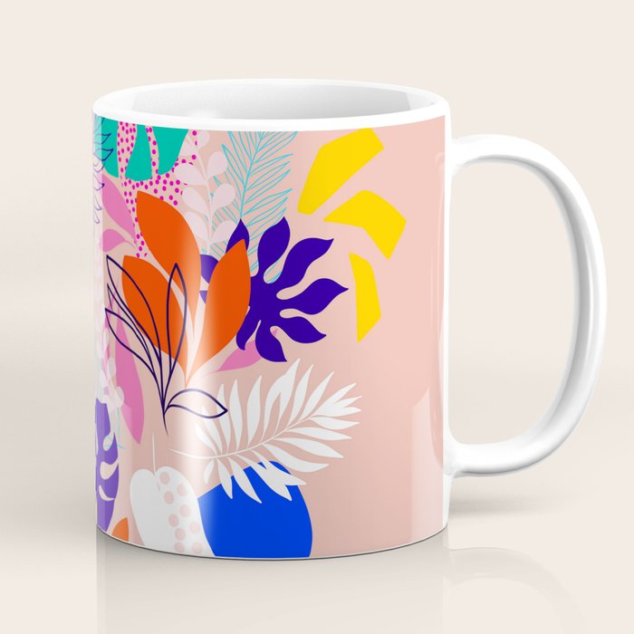 Keep Growing - Tropical plant on peach Coffee Mug Gallery Image 1