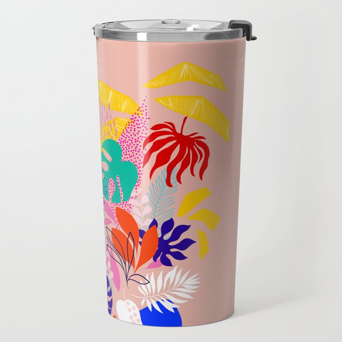 Keep Growing - Tropical plant on peach Travel Mug Gallery Image 2