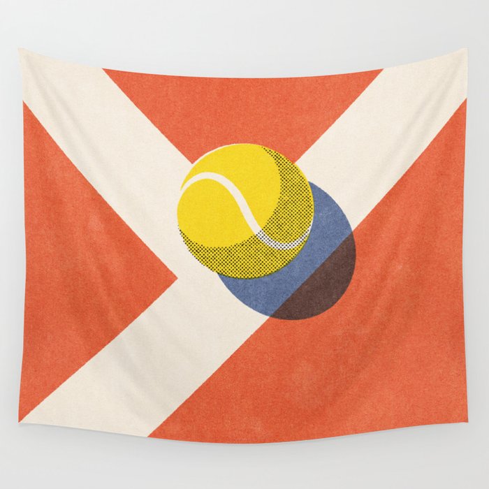BALLS - Tennis - Clay Court - II Wall Tapestry Gallery Image 1