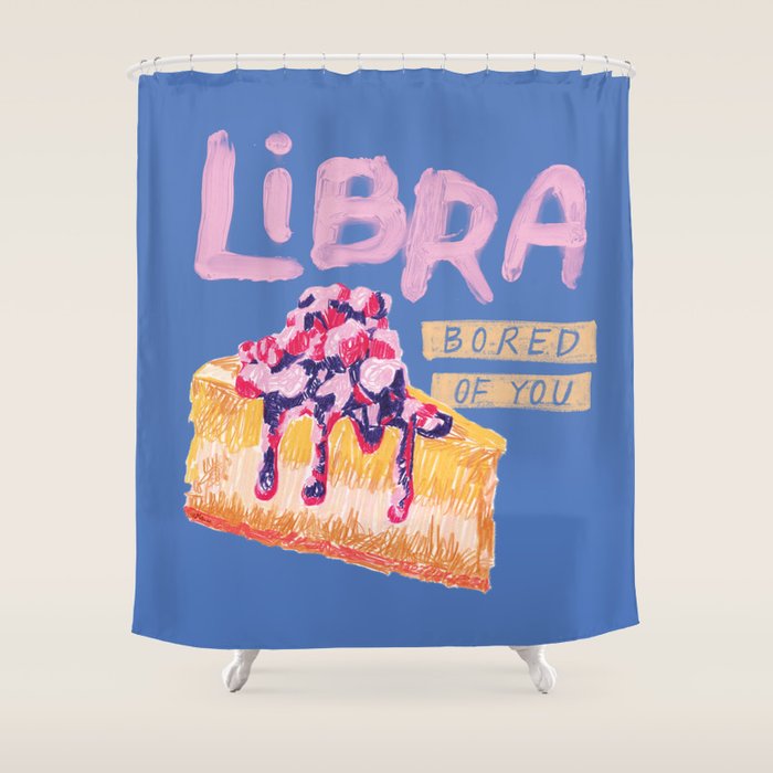 Libra Sign in Warm Blue | Zodiac Series Shower Curtain Gallery Image 1