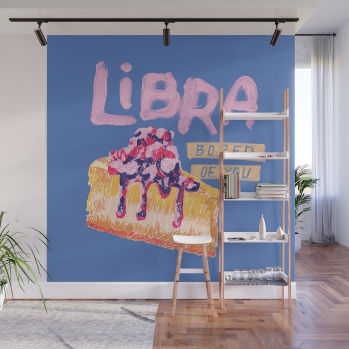 Libra Sign in Warm Blue | Zodiac Series Wall Mural Gallery Image 1