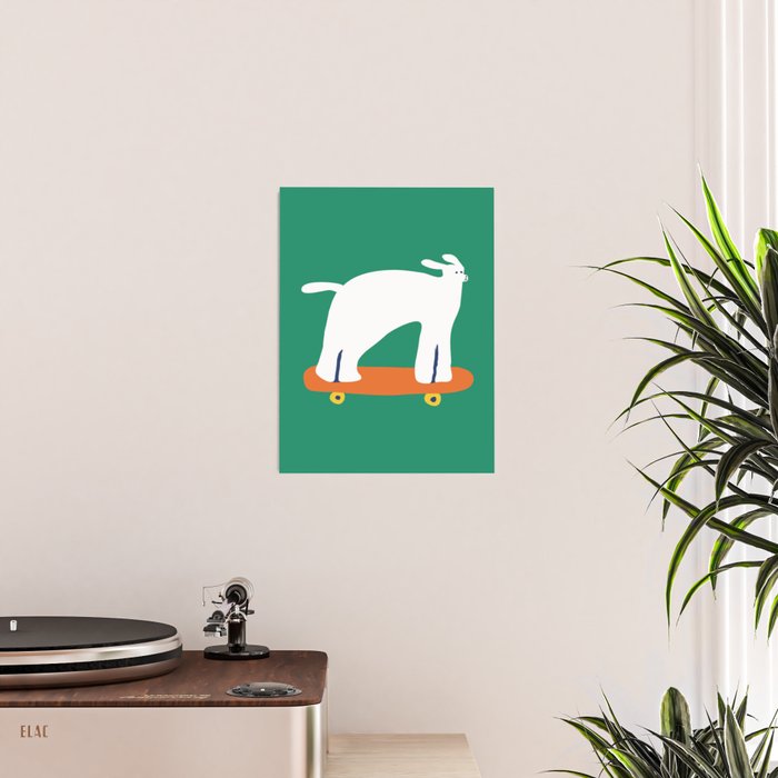 Poodle dog on skateboard Poster Gallery Image 2