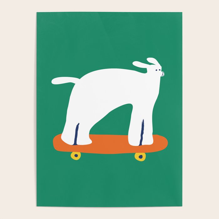 Poodle dog on skateboard Poster Gallery Image 4
