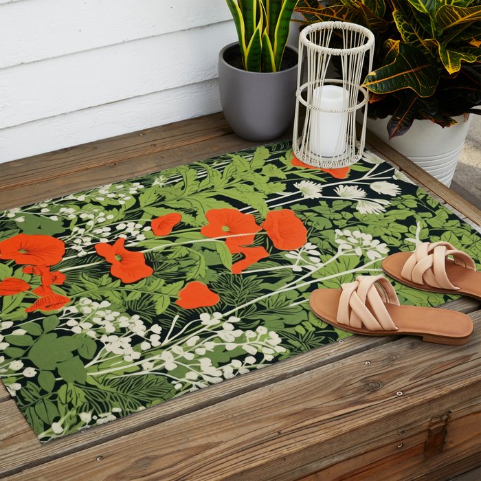 Poppy Pillar Garden Outdoor Rug Gallery Image 2