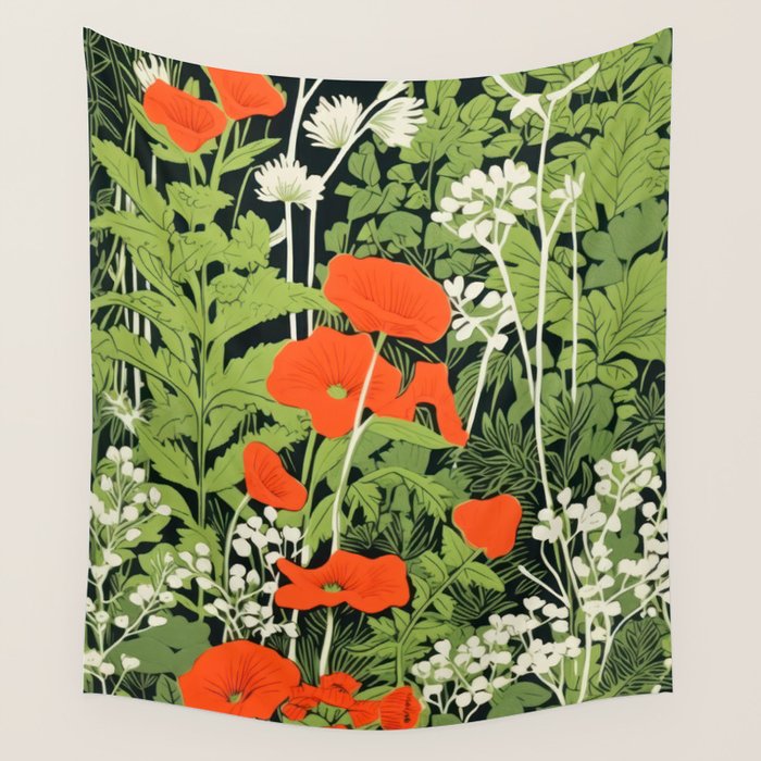 Poppy Pillar Garden Wall Tapestry Gallery Image 4