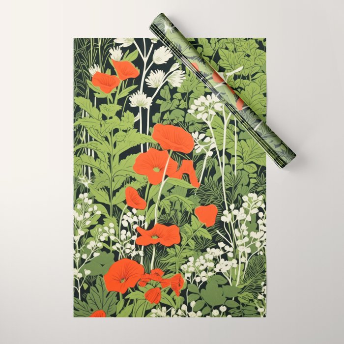 Poppy Pillar Garden Wrapping Paper Gallery Image 1