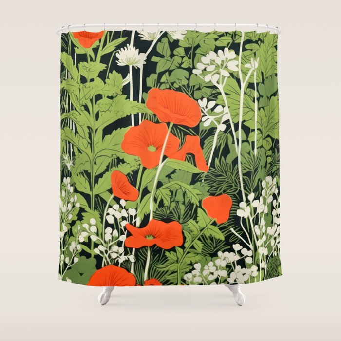 Poppy Pillar Garden Shower Curtain Gallery Image 1