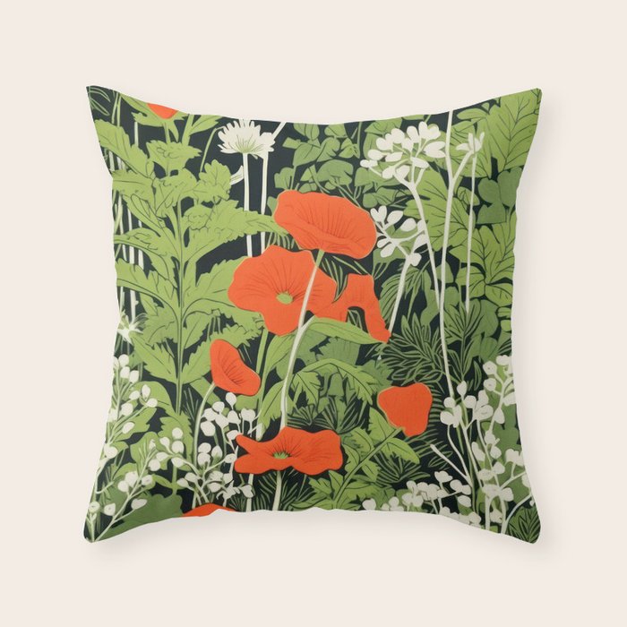 Poppy Pillar Garden Throw Pillow Gallery Image 6