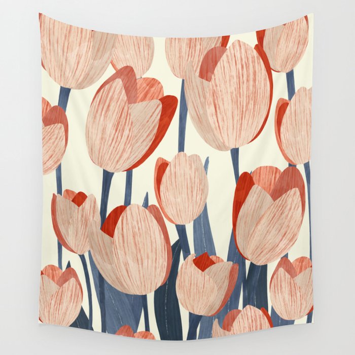 Flowers Tulips pattern Wall Tapestry Gallery Image 1