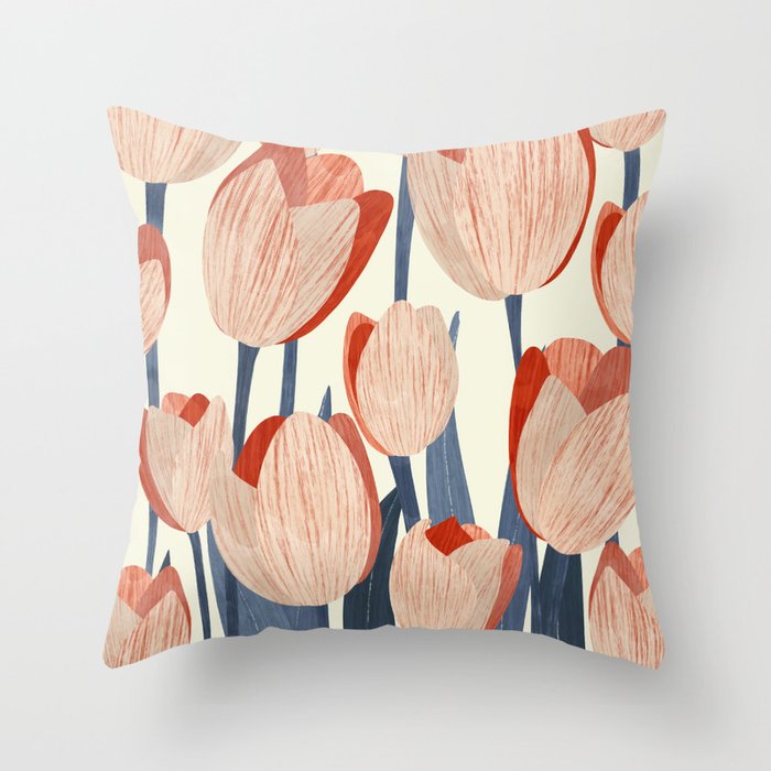 Flowers Tulips pattern Throw Pillow Gallery Image 6