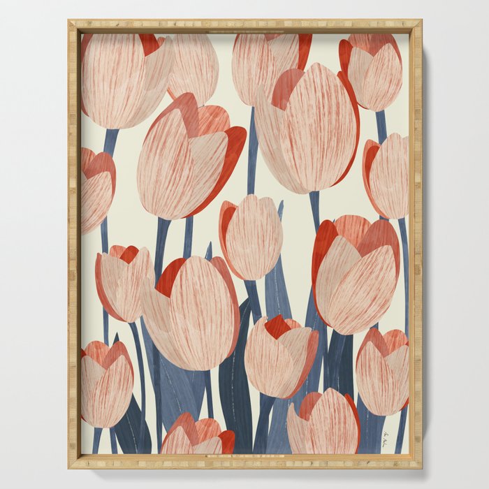 Flowers Tulips pattern Serving Tray Gallery Image 1