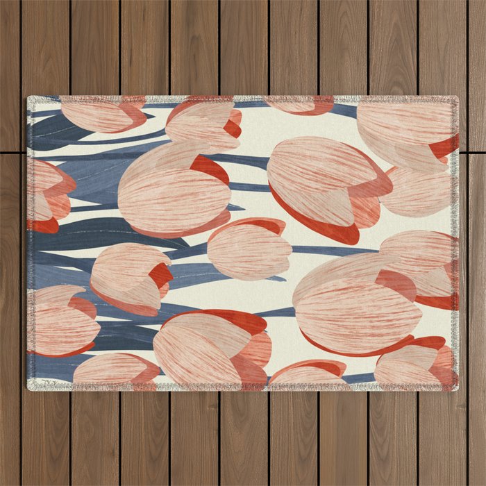 Flowers Tulips pattern Outdoor Rug Gallery Image 1
