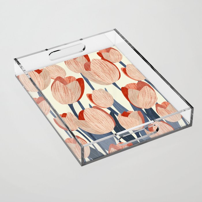 Flowers Tulips pattern Acrylic Tray Gallery Image 1