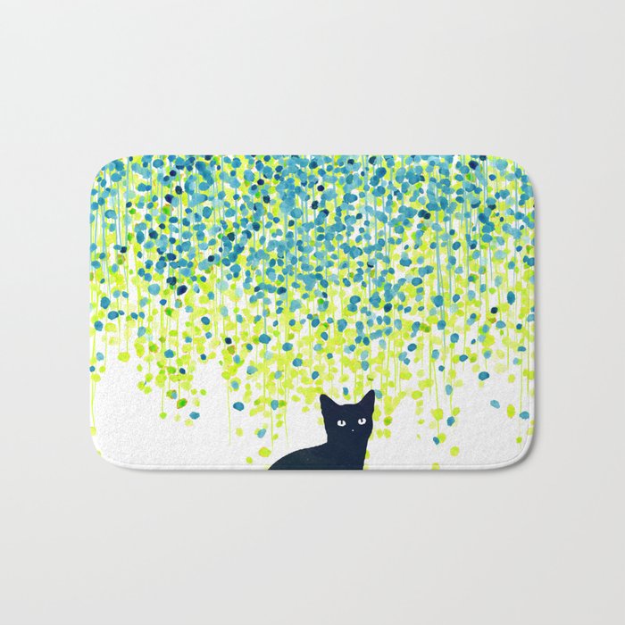 Cat in the garden under willow tree Bath Mat Gallery Image 1