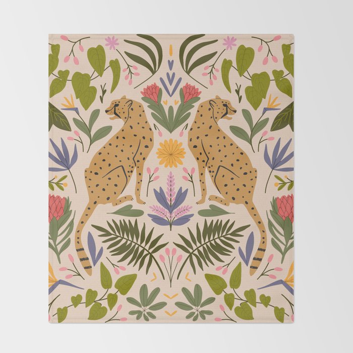 Modern colorful folk style cheetah print  Throw Blanket Gallery Image 2