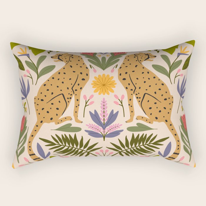 Modern colorful folk style cheetah print  Rectangular Pillow Gallery Image 1