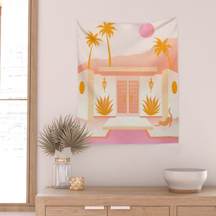 Palm Springs Home â Tangerine Wall Tapestry Gallery Image 2