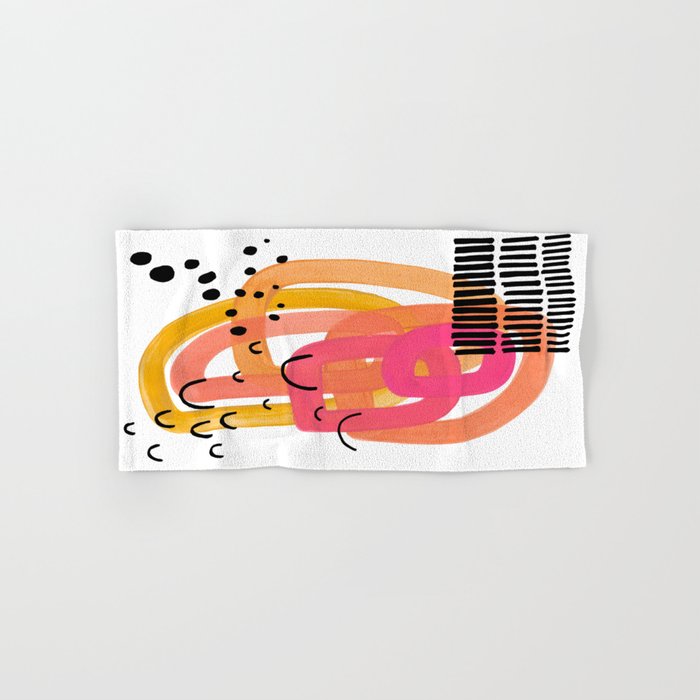 Modern Mid Century Fun Colorful Abstract Minimalist Painting Ombre Yellow Magenta Infinity Circles Towels Gallery Image 1