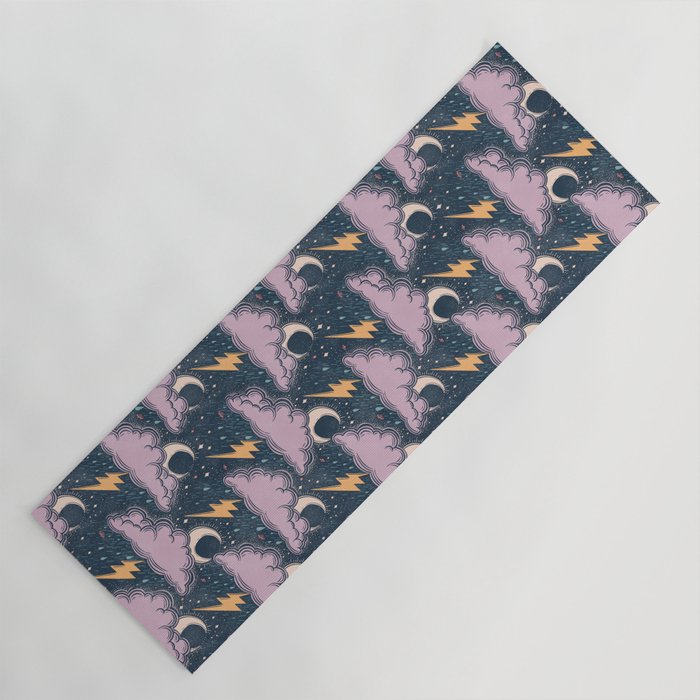 Stormy Night - midnight and lavender  Yoga Mat Gallery Image 1