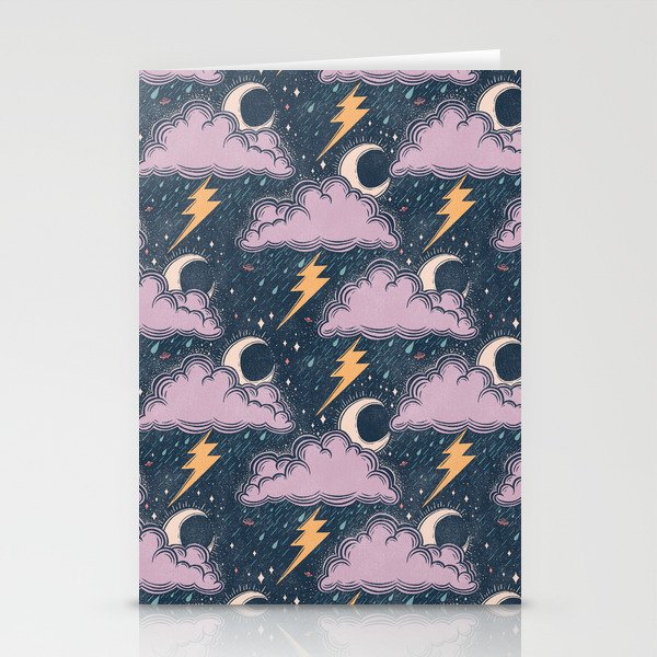 Stormy Night - midnight and lavender  Stationery Card Gallery Image 1