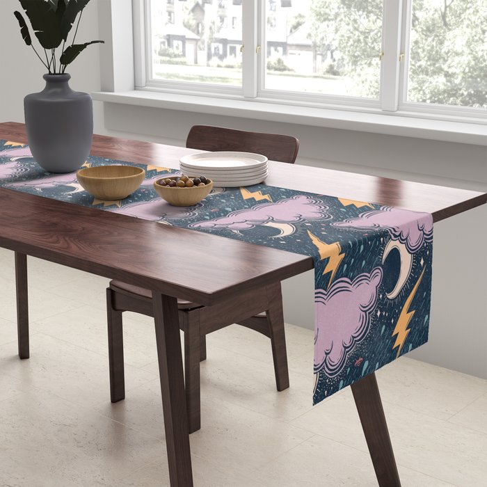 Stormy Night - midnight and lavender  Table Runner Gallery Image 2