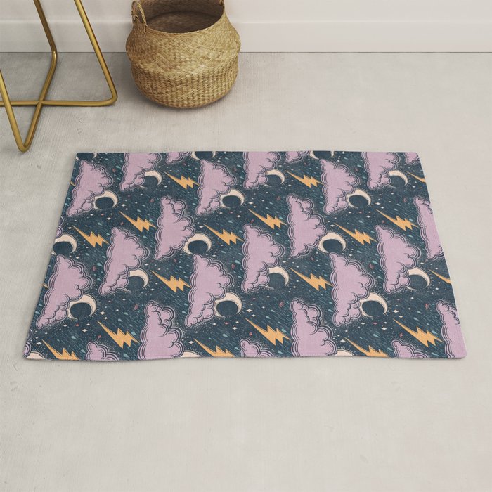 Stormy Night - midnight and lavender  Rug Gallery Image 1